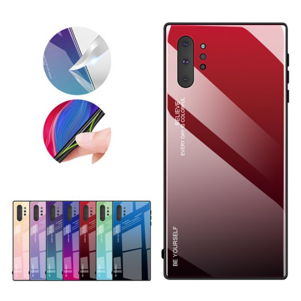 三星Note10 Note10+ Note10 Lite 漸變玻璃保護殼 Note10 Note 10+ 玻璃保護套