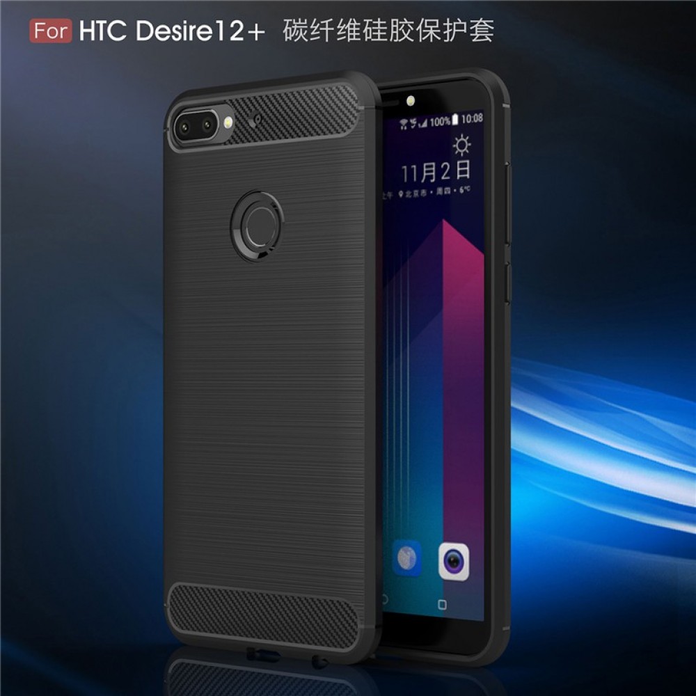 HTC Desire 12/12 plus 專用碳纖維拉絲保護套HTC Desire 12+ 保護殼 軟殼 [蘋果小鋪]